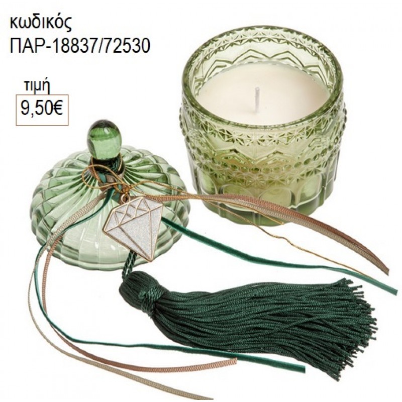 ΚΕΡΙ ΣΕ ΓΥΑΛΙΝΟ ΒΑΖΑΚΙ ΜΕ ΜΕΤΑΛΛΙΚΟ ΔΙΑΜΑΝΤΙ για γούρι δώρο ΠΑΡ-18837/72530 9.50€!!!