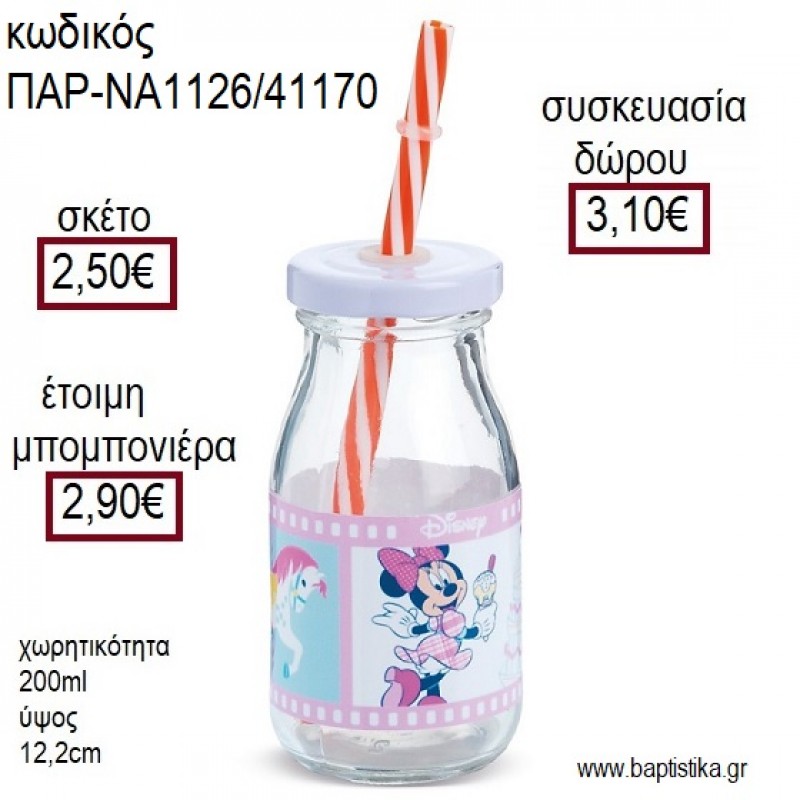 ΜΙΝΥ MINNIE CAROUSEL ΓΥΑΛΙΝΟ ΜΠΟΥΚΑΛΙ ΜΕ ΑΥΤΟΚΟΛΛΗΤΟ για μπομπονιέρες - δώρα πάρτυ - εορτών - γέννησης - γούρια - φτιάξτο μόνος σου ΠΑΡ-ΝΑ1126/41170 2.50€!!!