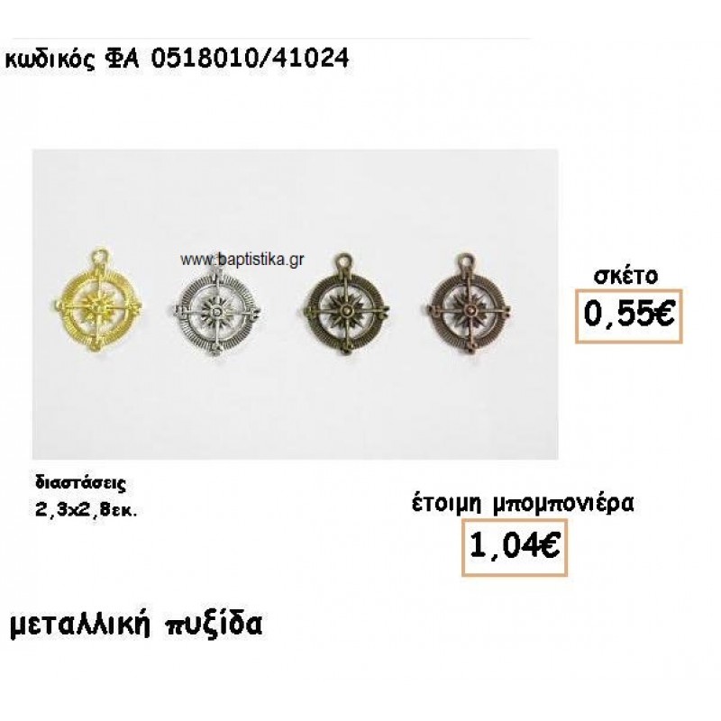 ΠΥΞΙΔΑ ΕΠΑΡΓΥΡΗ-ΕΠΙΧΡΥΣΗ-ΜΠΡΟΥΝΤΖΙΝΗ-ΧΑΛΚΙΝΗ ΓΙΑ ΜΠΟΜΠΟΝΙΕΡΕΣ ΒΑΠΤΙΣΗΣ ΦΑ 0518010/41024