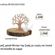 ΔΕΝΤΡΟ ΖΩΗΣ ΜΕ ΕΥΧΕΣ ΡΟΖ ΧΡΥΣΟ ΚΑΙ ΛΕΥΚΗ ΠΕΤΑΛΟΥΔΑ ΣΕ ΚΟΡΜΟ ΓΙΑ ΜΠΟΜΠΟΝΙΕΡΕΣ - ΔΩΡΑ ΕΦ 0911320/41100