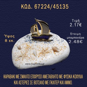 ΚΑΡΑΒΑΚΙ ΕΠΙΧΡΥΣΟ ΜΕ ΣΜΑΛΤΟ ΚΑΙ ΚΟΧΥΛΙΑ ΣΕ ΒΟΤΣΑΛΟ ΜΠΟΜΠΟΝΙΕΡΑ - ΔΩΡΟ 67224/45135