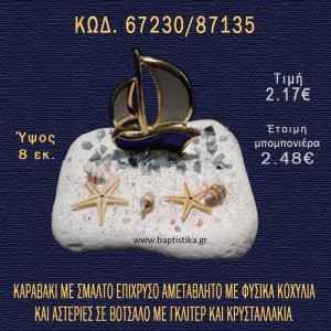 ΚΑΡΑΒΑΚΙ ΕΠΙΧΡΥΣΟ ΜΕ ΣΜΑΛΤΟ ΚΑΙ ΚΟΧΥΛΙΑ ΣΕ ΒΟΤΣΑΛΟ ΜΠΟΜΠΟΝΙΕΡΑ - ΔΩΡΟ 67230/87135