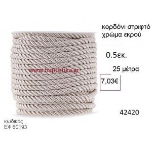 ΚΟΡΔΟΝΙ ΣΤΡΙΦΤΟ 25 μέτρων 0.5εκ. για μπομπονιέρες-αμπαλάζ ΕΦ-60193
