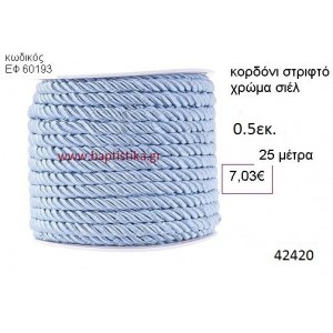 ΚΟΡΔΟΝΙ ΣΤΡΙΦΤΟ 25 μέτρων 0.5εκ. για μπομπονιέρες-αμπαλάζ ΕΦ-60193