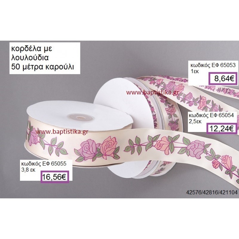 ΛΟΥΛΟΥΔΙΑ κορδέλα 50 μέτρων 3,8εκ. για γούρια-αμπαλάζ ΕΦ-65055 ΛΟΥΛΟΥΔΙΑ κορδέλα 50 μέτρων 3,8εκ. για γούρια-αμπαλάζ ΕΦ-65055