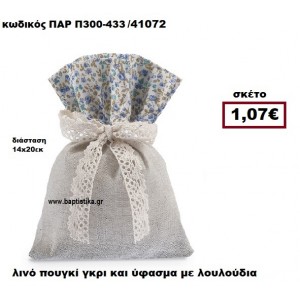 ΠΟΥΓΚΙ ΛΙΝΟ ΓΚΡΙ ΜΕ ΛΟΥΛΟΥΔΙΑ ΜΠΛΕ ΜΠΟΜΠΟΝΙΕΡΑ-ΔΩΡΟ ΠΑΡ-Π300-433